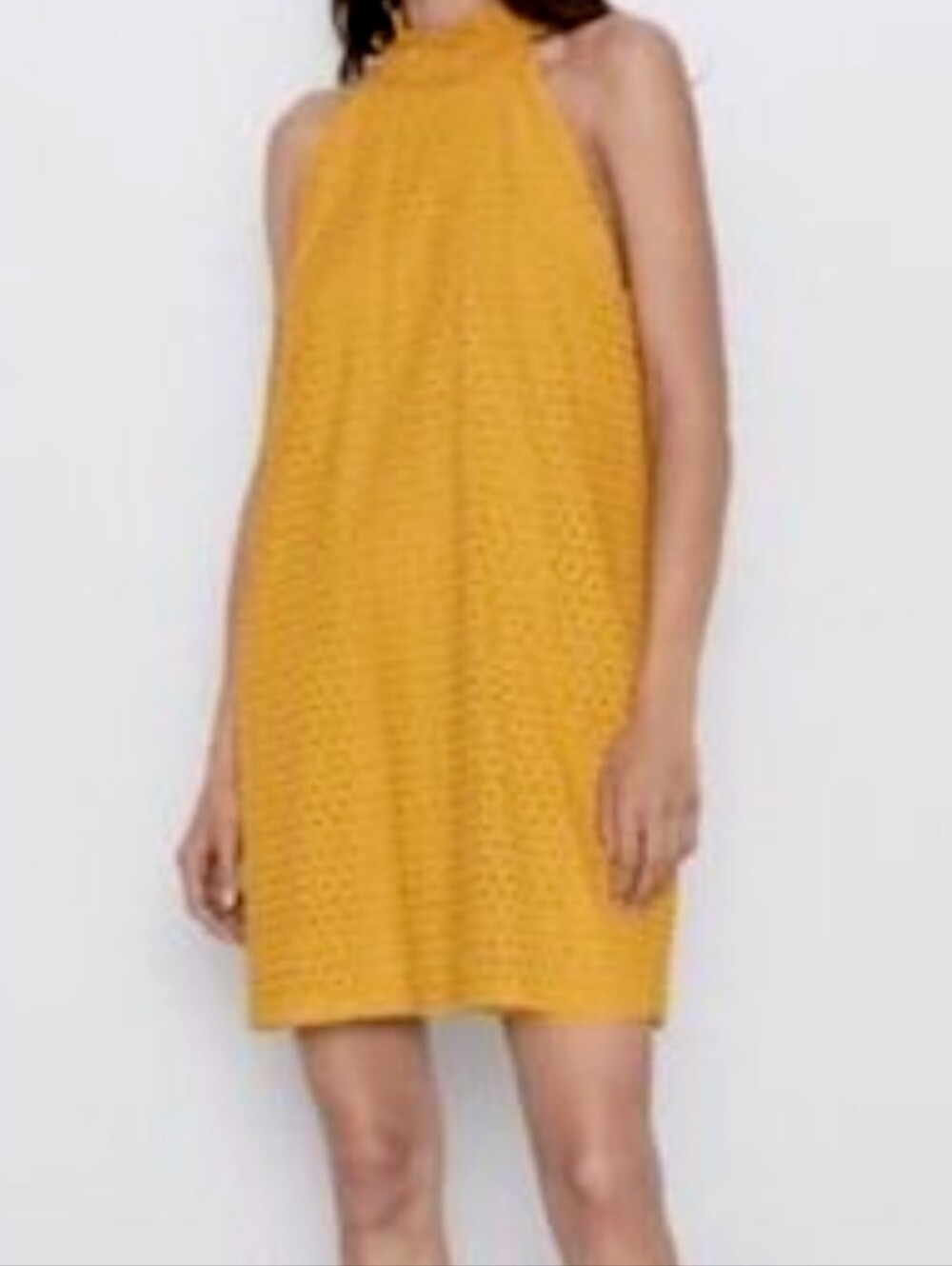 Zara Halter Mini Dress in Mustard Yellow. Size S